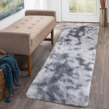 Garvee 2' x 6' Fluffy Runner Rug Soft Shag Plush Area Rug Carpet Non-Slip Fuzzy Bedside Rug for Nursery Dorm Hallway Home Decor, Light Gray