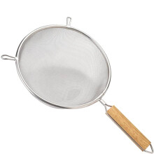 Stainless Steel Fine Mesh Skimmer Spoon with Wooden Handle for Frying and Oil Draining 28cm