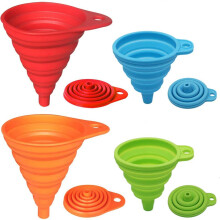 Silicone Collapsible Funnel Set, Foldable Kitchen Funnels for Liquid and Food Transfer, 4 Pack