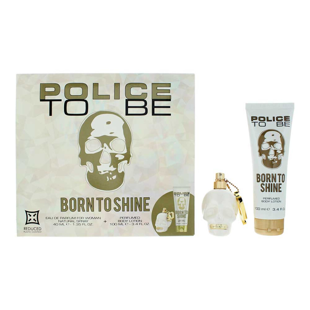 Police To Be Born To Shine 40Ml Eau De Parfum Gift Set 100Ml Body Lotion For Her Amber