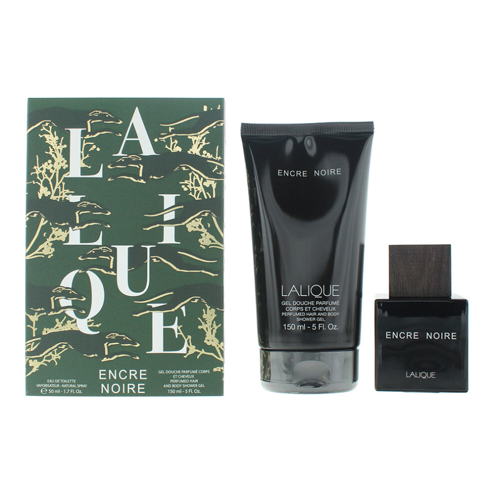 Lalique Encre Noire 100Ml Eau De Toilette 50Ml Gift Set 150Ml Shower Gel For Him