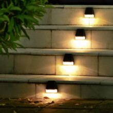 Solar Fence Lights Outdoor Waterproof LED Pack of 4 for Garden Patio Deck Stairs Dusk to Dawn