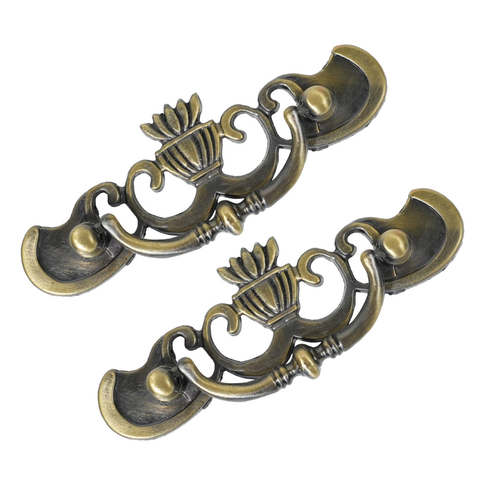 6 Pack Vintage Drawer Pulls Antique Brass Cabinet Handles 2.5 Inch Center For Dresser Restoration 9455672664530