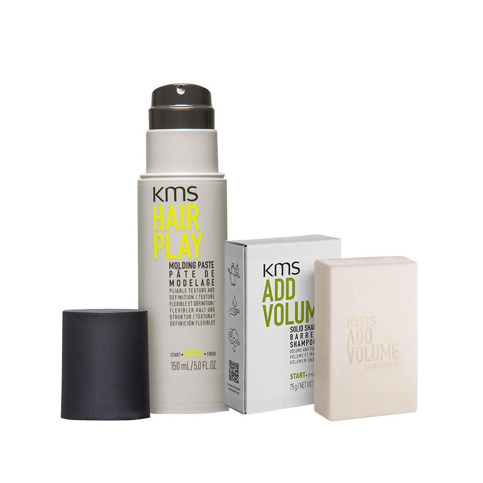 Kms Addvolume Bar Shampoo 75G & Hairplay Molding Paste 150Ml Duo