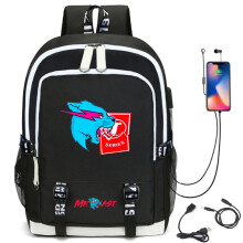 Mr Beast Lightning Cat Backpack for Men & Women, Compatible with 15.6" Laptop, USB Charging Port for School, College, Travel