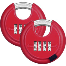 4 Digit Combination Disc Padlock with Hardened Steel Shackle Outdoor Combo Gate Lock for Sheds, Storage Unit, Garage, Fence,Trailer Tongue.(2, Red)