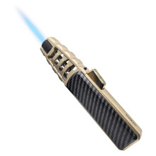 Butane Torch Lighter with Adjustable Flame Control, Refillable Blow Torch for Cooking Baking BBQ, Gold Lacquer with Black