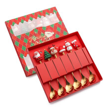 6Pcs Golden Christmas Spoons Set, Durable Stainless Steel, Festive Dessert and Coffee Stirring