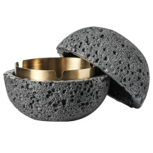 Concrete Ashtray with Lid Windproof Smell Proof Smokeless Outdoor Indoor Non Slip Dark Grey