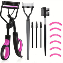 12Pcs Dual Color Curling Eyelash Curler Set, Steel Tooth Brush, Disposable Lash & Brow Tools, compatible with Refill Strips