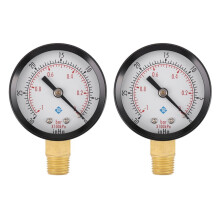 2X Pressure Gauge - 0 - -30InHg 0 - -1 Bar Mini Dial Air Pressure Gauge Barometer Meters Vacuum Gauge Black
