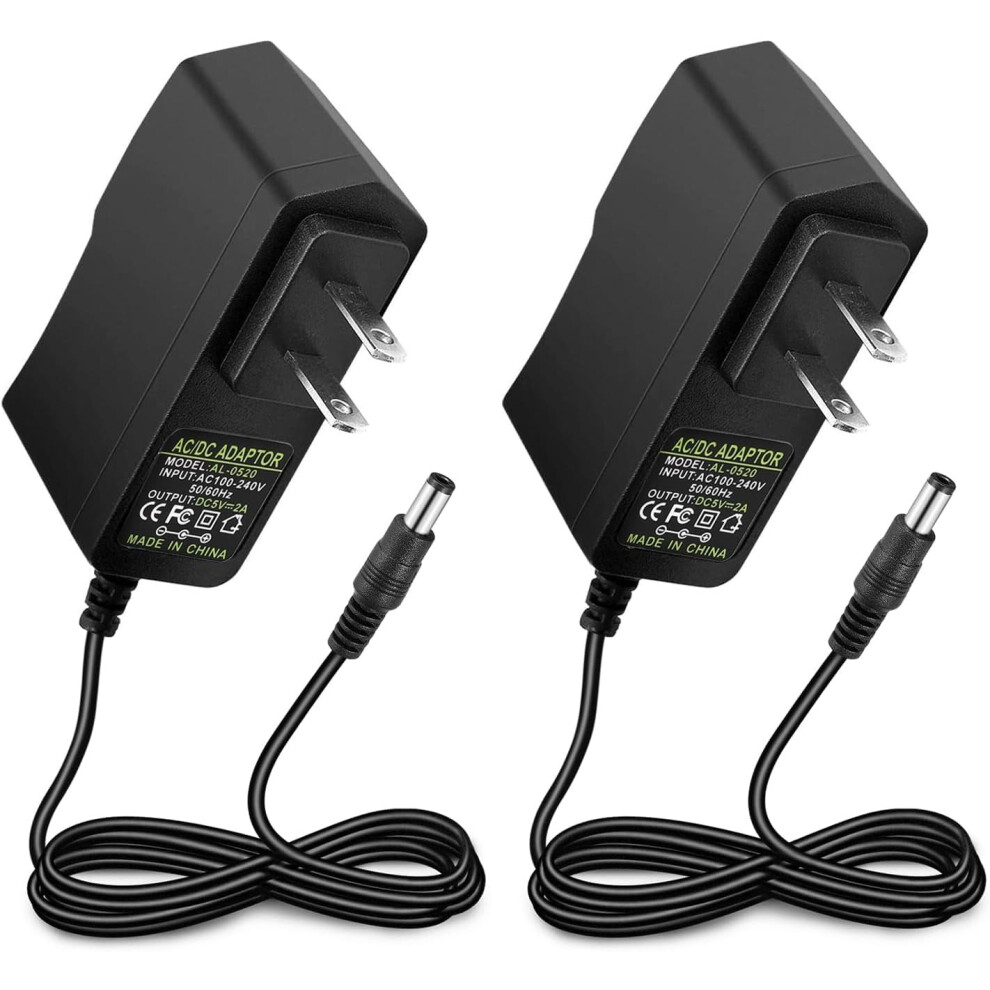 2 Pack Dc 5V 2A Power Adapter, Ac 100-240V To Dc 5V 2A 10W Power Supply Transformers, 5.5 X 2.5Mm Dc Jack Also 9027700488106