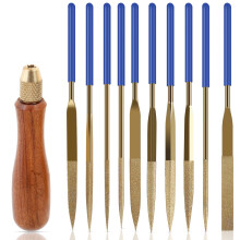 FUYGRCJ Sturdy Wooden Handle Files, Round Handle Shock Absorbing Wood Handle File Suitable for Small Parts Machining