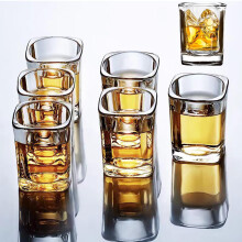 6 Pack Square Heavy Base Shot Glasses Set 2.2 oz Clear Whiskey Tequila Espresso Cups Dishwasher Safe