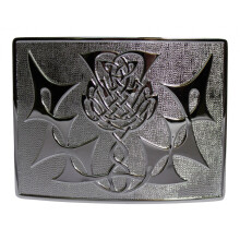 Highland Thistle Celtic Kilt Belt Buckle in a Highly Polished Chrome Finish