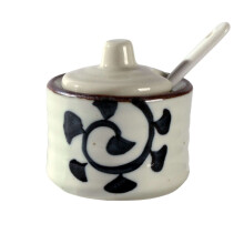 Japanese Sugar Bowl with Lid, 70ML Ceramic Sugar Container for Coffee Bar Countertop