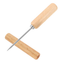Heavy Duty Stainless Steel Ice Pick Manual Crusher with Wooden Handle for Cocktails Bars and Home