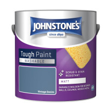 Johnstone's - Washable Paint - Vintage Denim - Matt Finish - Emulsion Paint - Highly Durable - Stain Resistant - Non Toxic & Low Odour - 12m2 Covera