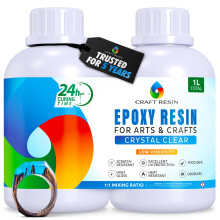 CRAFT RESIN 1L Crystal Clear Epoxy Resin Kit - Food Safe & UV Resistant for DIY Art, Wood, Jewellery Making, Coasters, Mould Casting Resin Epoxy - Lo