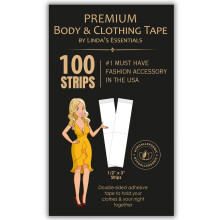 Linda's Essentials Double Sided Body and Fashion Tape (100 Pack) - Extra Adhesive Double Sided Boob Tape for Clothes & Skin, All Fabric Types, Perfec