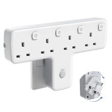 Mscien Multi Plug Adopter, Plug Extension with Independent Switches, 4 Way Plug Adapter UK Built-in Surge Protector, 4 in 1 Wall Socket Plug Extender