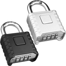 Diyife Heavy Duty Combination Padlocks Outdoor, [2 Pack] [Weatherproof] 52mm Large 4 Digit Code Padlock with 8mm Thick 304 Stainless Steel Shackle fo