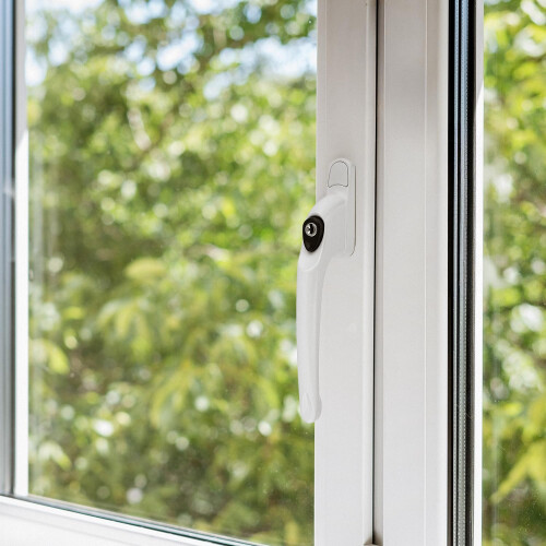 FixRello Universal Inline uPVC Window Handle – Lockable, Ambidextrous, Multi-Spindle – White with Black Button (1 Pack) 1