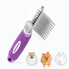 Dog Dematting Comb and Pet Undercoat Rake with 2.5in Steel Blades, AntiSlip Grip for Long Hair Pets