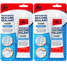 BlissMart Clear Silicone Sealant Waterproof Strong Clear Glue x 2 Tubes Multipurpose Bathroom Silicon Seal Mold Resistant Silicone Tool Kitchen Toile