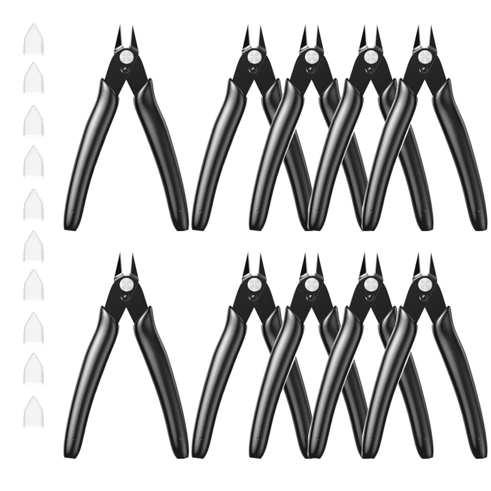 Boenfu Flush Cutter Small Wire Cutters Cable Tie Cutter 10 Pack 5 Inch Precision Wire Clippers Hobby Snips Side Cutting Pliers For Jewelry Making, El 46402707