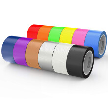 LLPT Duct Tape | 12 Premium Assorted Color Packs Fabric Gaffer Tape | Included Blue Pink Yellow Green Orange Red Black White Brown Silver Purple (DT6