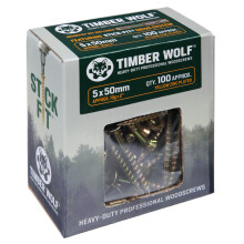 Timber Wolf TW50050 Woodscrews - 5.0 x 50mm - Box of 100, Zinc & Yellow (Gold)