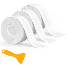 Fixmend Bath Sealant Strip, 3 Rolls Bathroom Sealant Tape Waterproof, Self Adhesive Caulk Strip for Toilet, Kitchen, Bathtub, Sink, Wall Corner, with