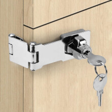 ADERTOS Triple Fold Keyed Hasp Lock Hasp and Staple with Padlock, Heavy Duty Shed Lock Door Lock Hasp Twist Knob Keyed Locking Hasp Safety Door Clasp