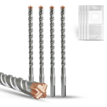 METOTY SDS Plus Hammer Drill Bit 4PC 8mm160mm, with 4 Carbide Cutting Edges, Head with Coating, Masonry Drill, Hammer Drill, Concrete Drill, for Sto