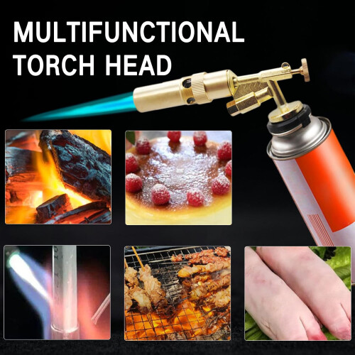 Butane Torch with Adjustable Flame Control, Copper Alloy Kitchen Blow Torch Head for Cooking, Baking, BBQ 2