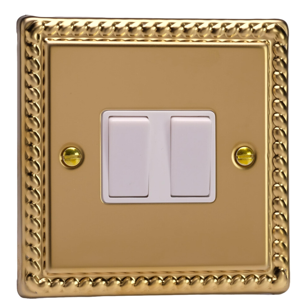 Varilight - 2G 1 Or 2W 10A Switch Georgian Brass - Xg2w 97280903