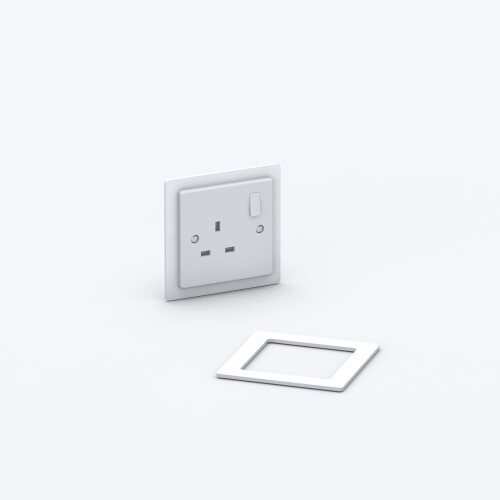Double/Single Socket Switch Surround/Acrylic Finger Plate - Minimalist Design (Double, White) 1