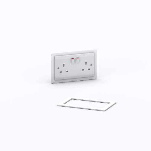 Double/Single Socket Switch Surround/Acrylic Finger Plate - Minimalist Design (Double, White) 2