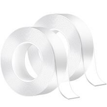 MOKANI 2 Rolls Nano Double Sided Adhesive Tape, 10M/33FT Multifunctional Reusable Washable Traceless Transparent Gel Tape, Wall Sticky Strips for Kit