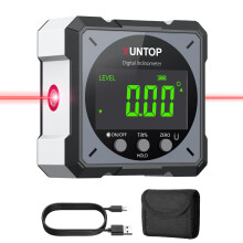 XUNTOP Angle Finder Digital Angle Finder with Laser, 4-Side Strong Magnetic Angle Gauge IP54 Waterproof Inclinometer Level, Craftsman's Choice for Wo