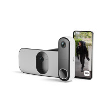 Arlo Floodlight Security Camera Outdoor and HD Video Doorbell, Quality 2K HDR, Colour Night Vision, Ringing Alarm Siren, Up to 3000 Lumen, 2-Way Talk