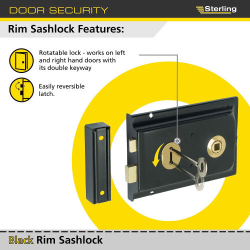 Sterling SRL004 152 x 101 mm Rim Sashlock - Black 1