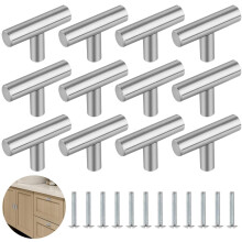 YSDMY Kitchen Door Handles 12 Pcs Kitchen Cupboard Handles 50mm T Bar Handle Drawer Pulls Single Hole Drawer Knobs for Cupboard Wardrobe Furniture Ha