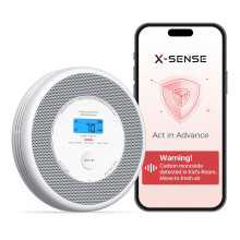 X-Sense Wi-Fi Combination Smoke and Carbon Monoxide Alarm with English Voice Alerts, Smart Smoke Alarm for Home with Replaceable Battery, XP0A-iR, 1-