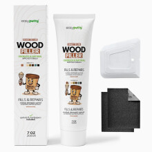Wood Filler - Wood Putty for Furniture Repairs, Wooden Cabinets, Doors, Tables - Indoor & Outdoor Use - Includes Sandpapers / 200g (White)