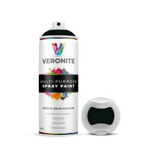 Veronite 1 x Spray Paint 400ml - Matt Black for Metal, Plastic, Wood, Glass & Furniture - Scratch & Impact Resistant - Ultra Adhesion/Coverage - RAL