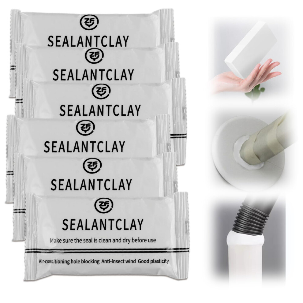 6 Pack Waterproof Sealant Mastic Air Conditioning Duct Seal White Moldable Putty Air Conditioner Hole Mastic Sealant Quick Mending Mud For Pipe Conne 69245817