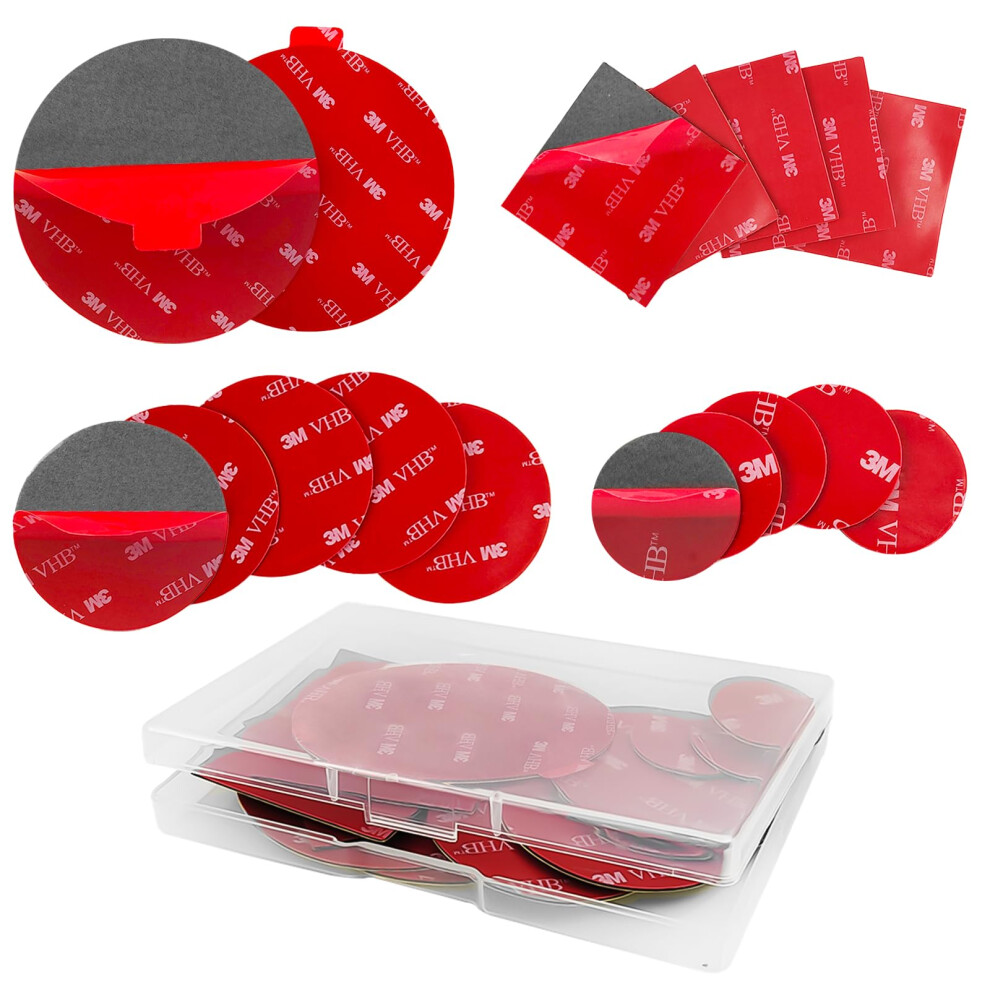 Nvgvup 17 Pcs 3M Double Sided Sticky Pads, Water Proof Number Plate Sticky Pads, 3M Double Sided Tape, 3M Vhb Dash Cam Sticky Pad, 3M Adhesive Pads F 32848410