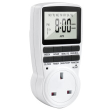 Digital Timer Plug Socket UK, 24h-Week Socket Timer Switch With 16 On-Off Programme LCD Display, Electric Light Switch Repeat Cycle Programmable Plug